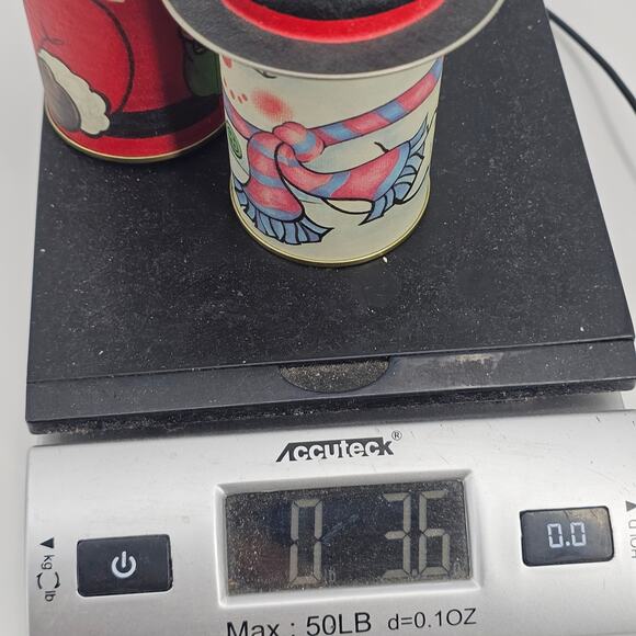 Vintage Christmas Collectible Tin cans Candy Containers Taiwan 90s Santa Snowman - Picture 9 of 9